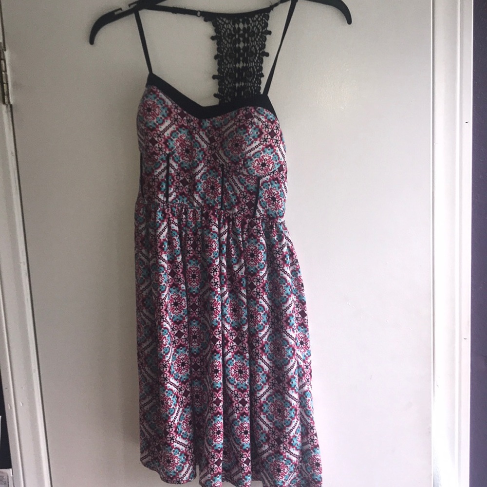 Hot Pink/Turquoise/Black Dress WITH POCKETS